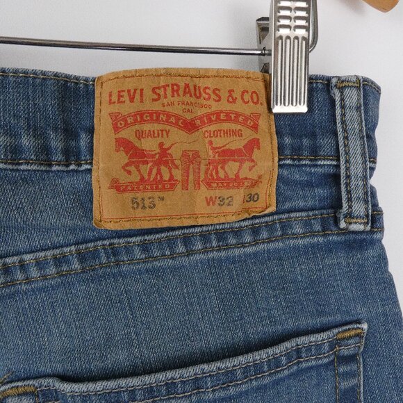 Levis 513 Jeans Mens 32x28 Blue Slim Straight Fit Stretch Denim Pants 98% Cotton - Picture 10 of 16